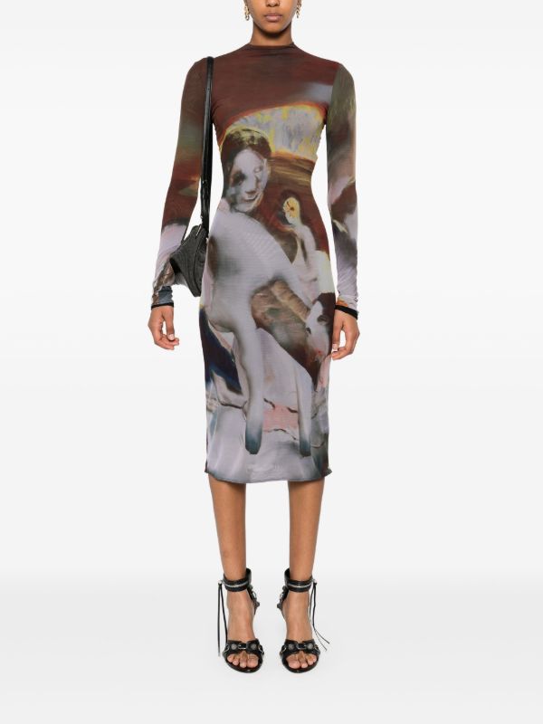Mugler Archive-Print Mesh Dress | Browns Day Dresses
