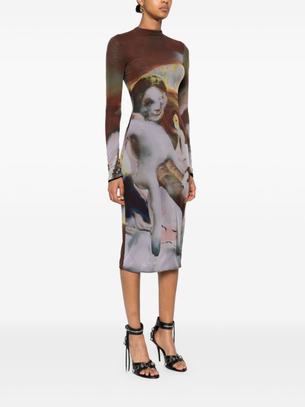 Mugler Archive-Print Mesh Dress | Browns Day Dresses