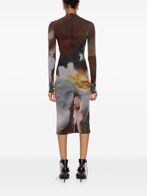 Mugler Archive-Print Mesh Dress | Browns Day Dresses