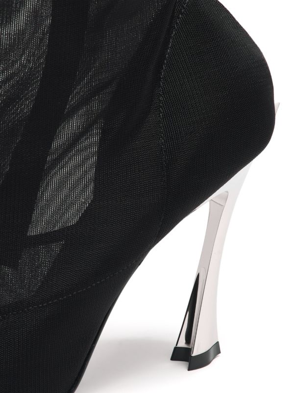 Mugler Black Fang 95 Mesh Knee-High Boots | Browns Boots