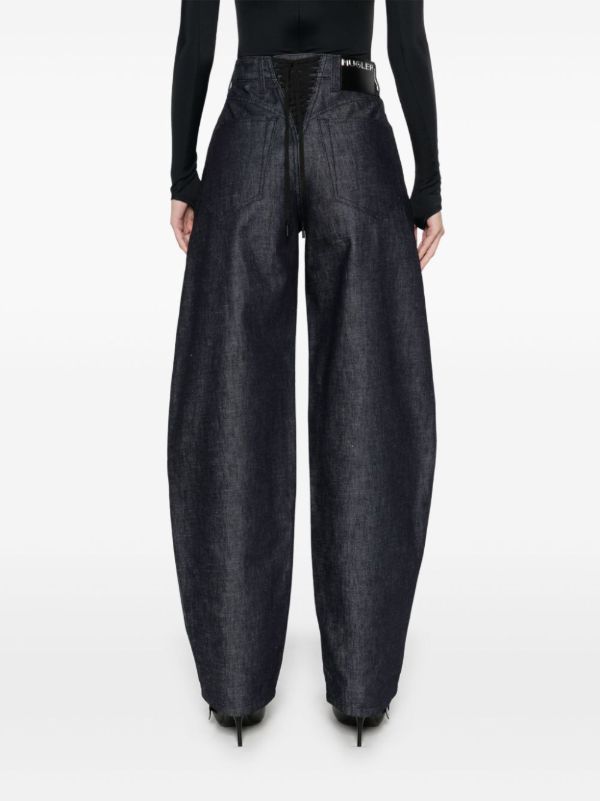 Mugler Blue Lace-up Wide-Leg Jeans | Browns Wide-Leg Jeans