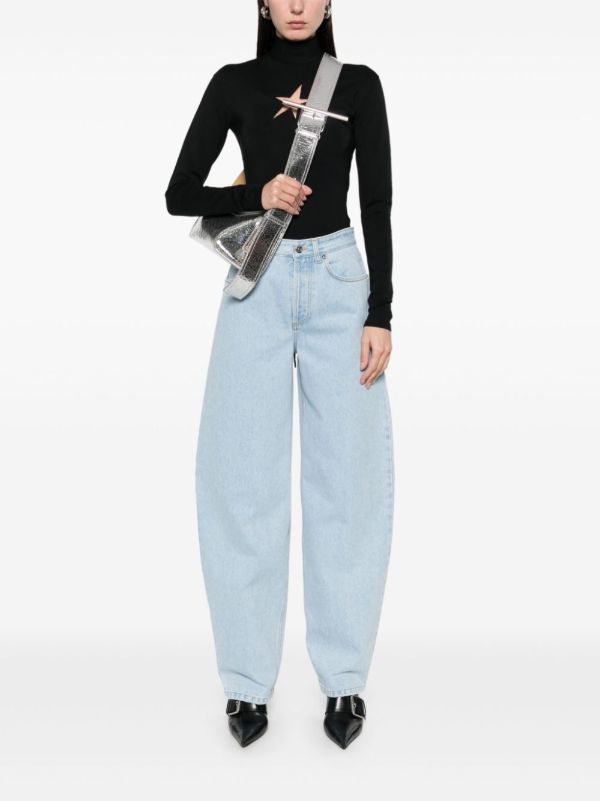 Mugler Blue Lace-Up Wide-Leg Jeans | Browns Wide-Leg Jeans