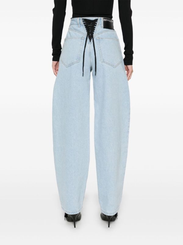 Mugler Blue Lace-Up Wide-Leg Jeans | Browns Wide-Leg Jeans