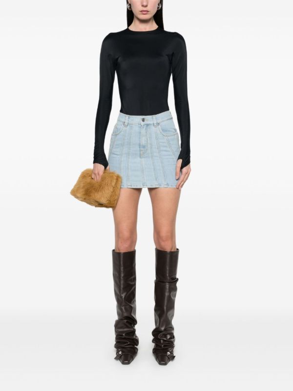 Mugler Blue Spiral-Detail Skirt | Browns Fitted Skirts