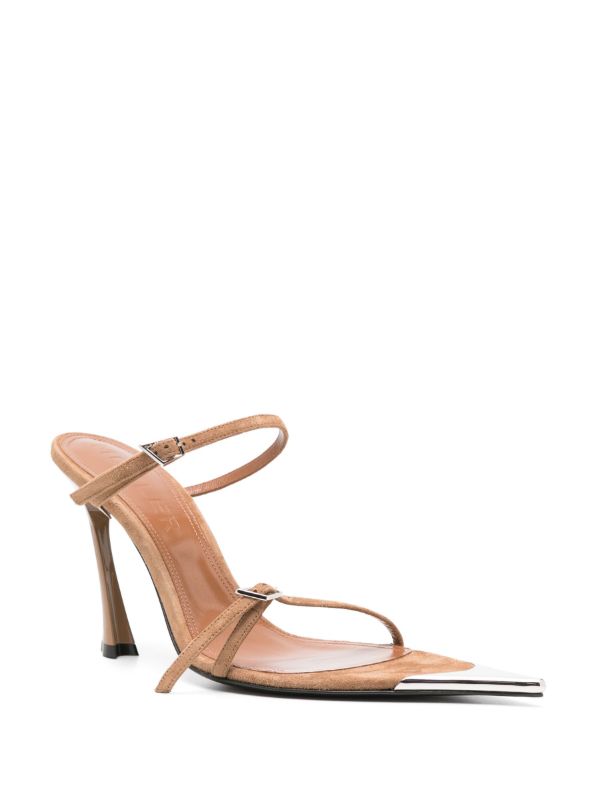 Mugler Brown Fang 95 Leather Mule Sandals | Browns Sandals
