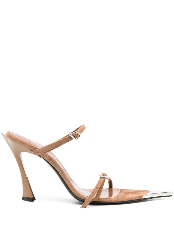 Mugler Brown Fang 95 Leather Mule Sandals | Browns Sandals