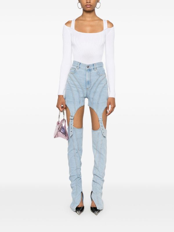 Mugler Sculpting-Knit Bodysuit | Browns Knitted Tops