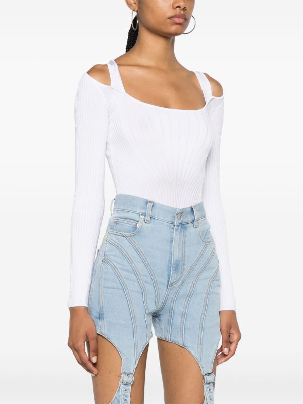 Mugler Sculpting-Knit Bodysuit | Browns Knitted Tops