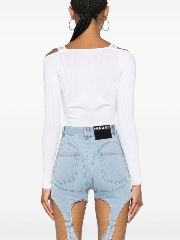 Mugler Sculpting-Knit Bodysuit | Browns Knitted Tops