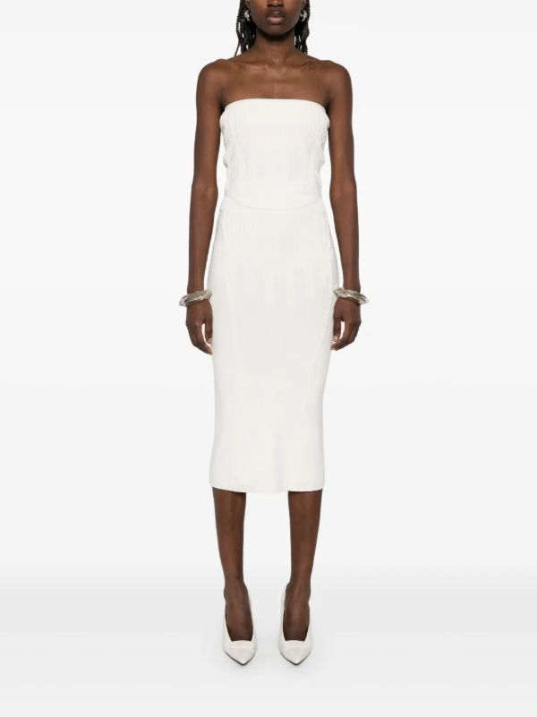 Mugler White Boning Detail Knit Bustier | Browns Blouses