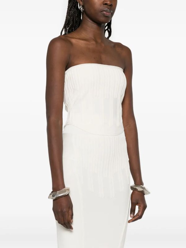 Mugler White Boning Detail Knit Bustier | Browns Blouses