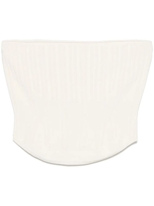 Mugler White Boning Detail Knit Bustier | Browns Blouses