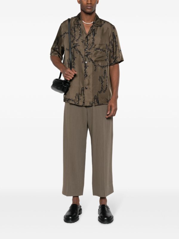 Nanushka Green Bodil Printed Silk Shirt | Browns Shirts