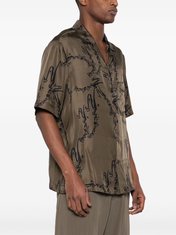 Nanushka Green Bodil Printed Silk Shirt | Browns Shirts