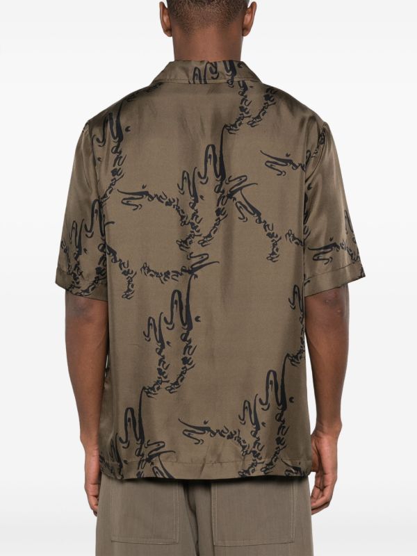 Nanushka Green Bodil Printed Silk Shirt | Browns Shirts