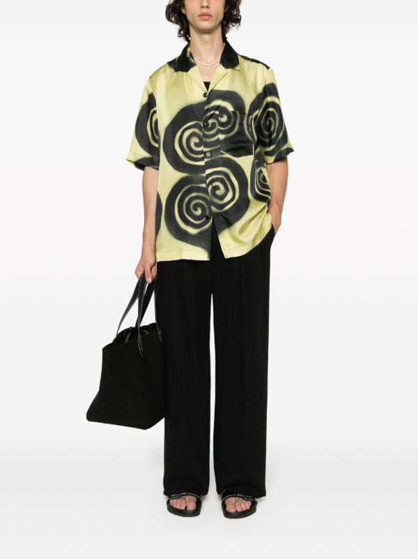 Nanushka Yellow Graphic-Print Silk Shirt | Browns Shirts