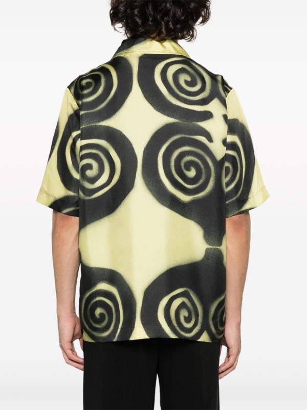 Nanushka Yellow Graphic-Print Silk Shirt | Browns Shirts