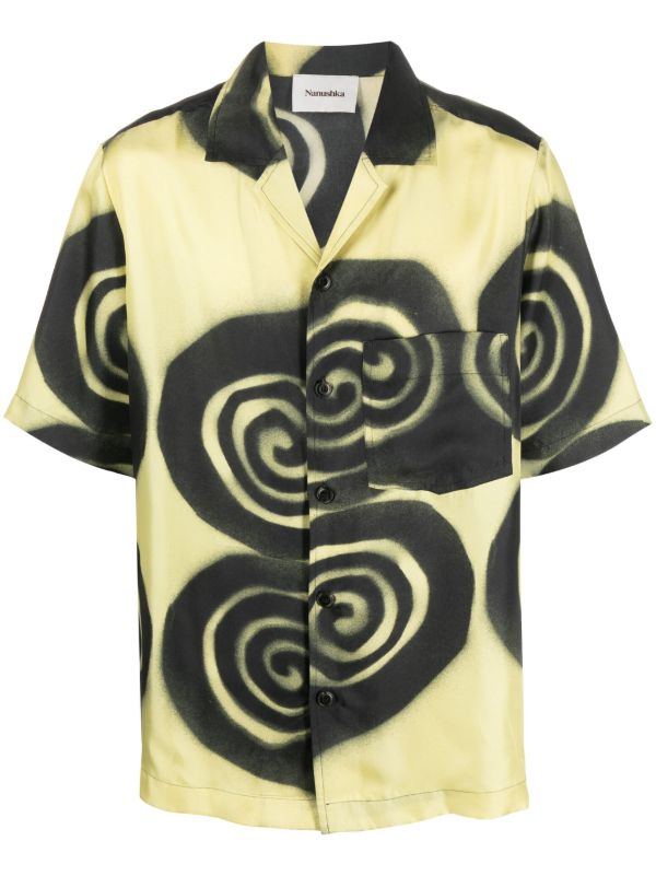 Nanushka Yellow Graphic-Print Silk Shirt | Browns Shirts