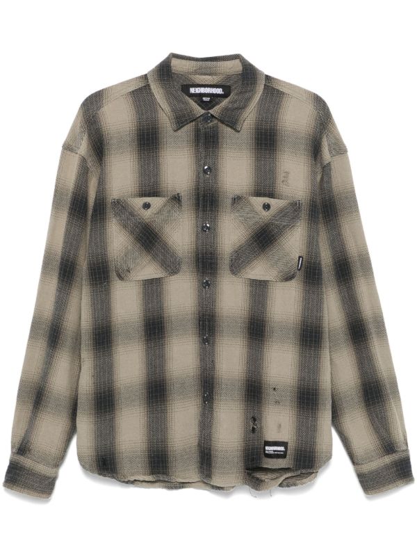 Neighborhood Grey Plaid-Check Shirt | Browns Shirts