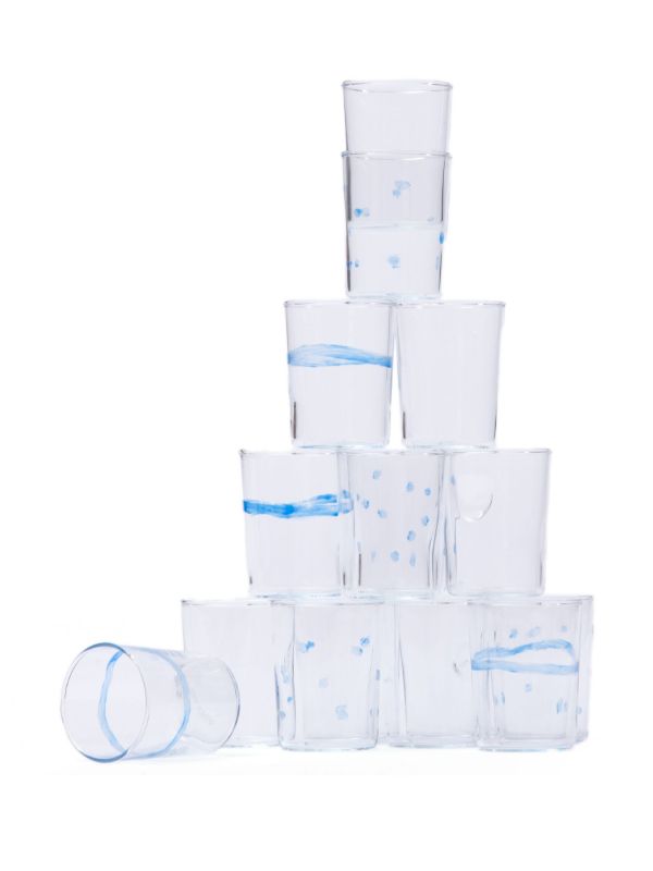 NIKO JUNE Blue Soft Serve Dotted Glass Set | Browns Glassware