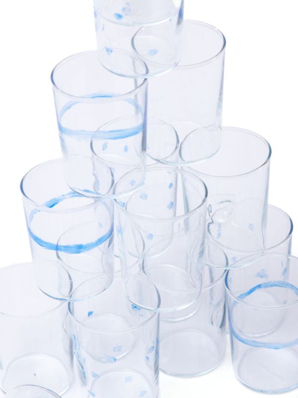 NIKO JUNE Blue Soft Serve Dotted Glass Set | Browns Glassware