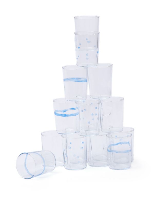 NIKO JUNE Blue Soft Serve Line Glass Set | Browns Glassware