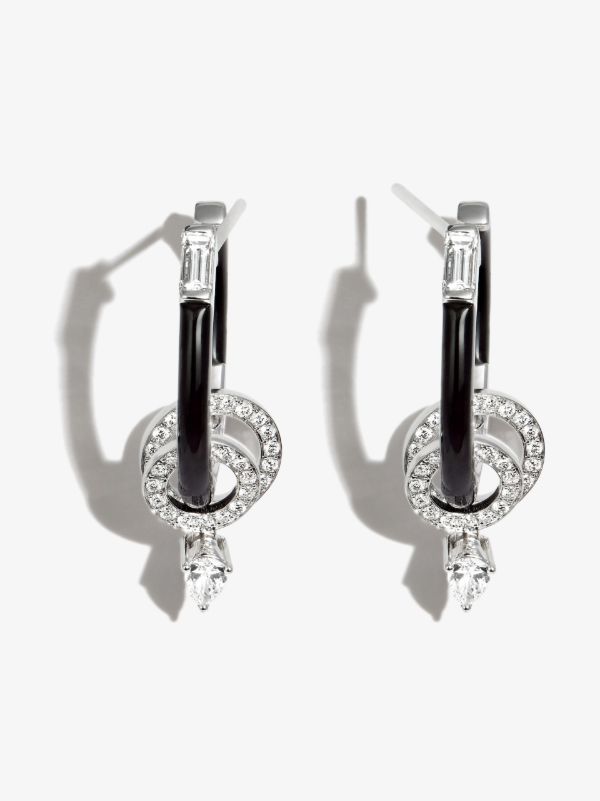 Nikos Koulis 18K white gold Oui diamond hoop earrings | Browns Fine Earrings