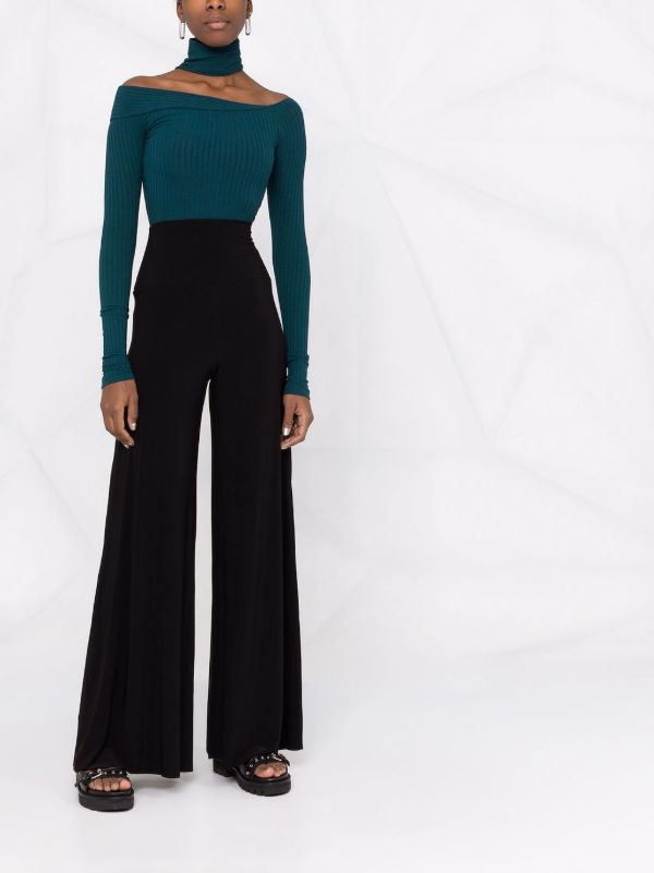 Norma Kamali Black Elephant Wide-leg Trousers | Browns High Waisted Pants