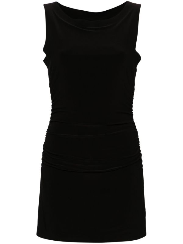 Norma Kamali black Pickleball ruched mini dress | Browns Day Dresses