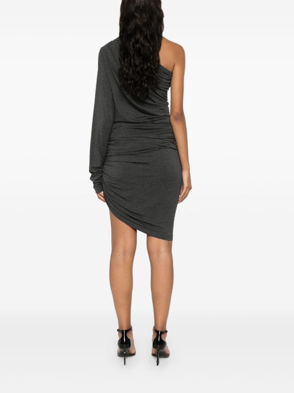 Norma Kamali Grey Draped Asymmetric Mini Dress | Browns Cocktail & Party Dresses
