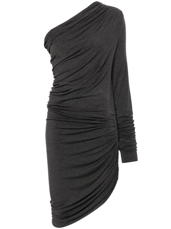 Norma Kamali Grey Draped Asymmetric Mini Dress | Browns Cocktail & Party Dresses