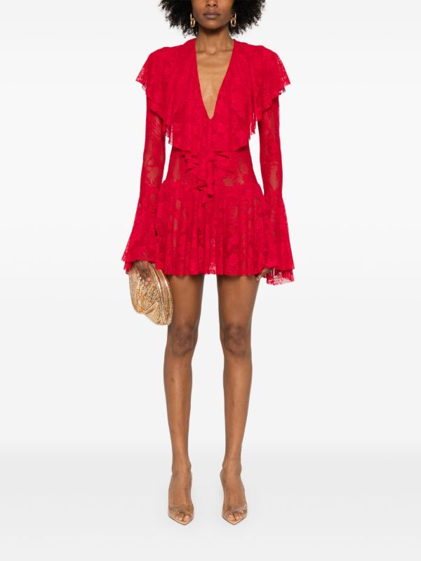 Norma Kamali V-neck Ruffled Mini Dress | Browns Cocktail & Party Dresses