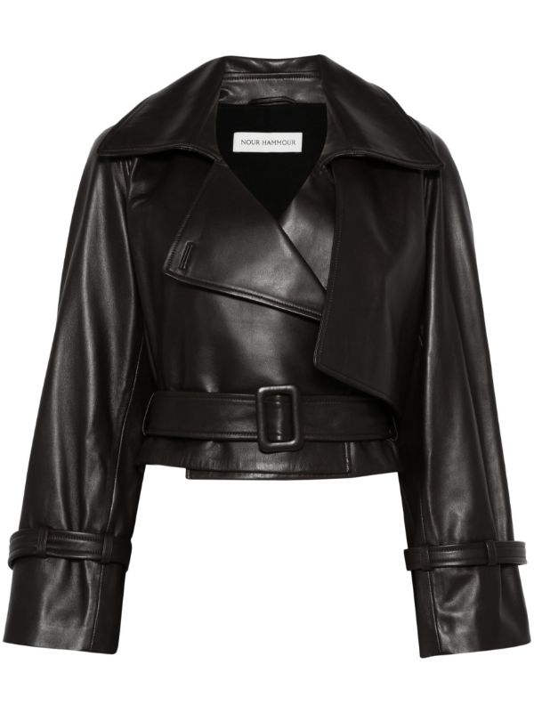 Nour Hammour Brown Hatti Leather Jacket | Browns Leather Jackets