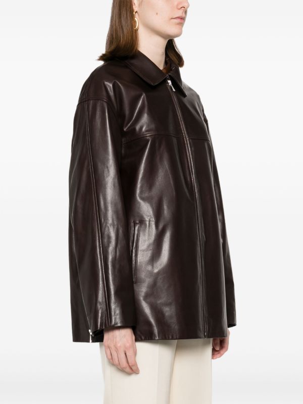 Nour Hammour Brown Layne Leather Jacket | Browns Leather Jackets