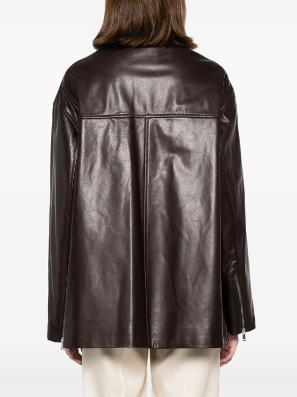 Nour Hammour Brown Layne Leather Jacket | Browns Leather Jackets