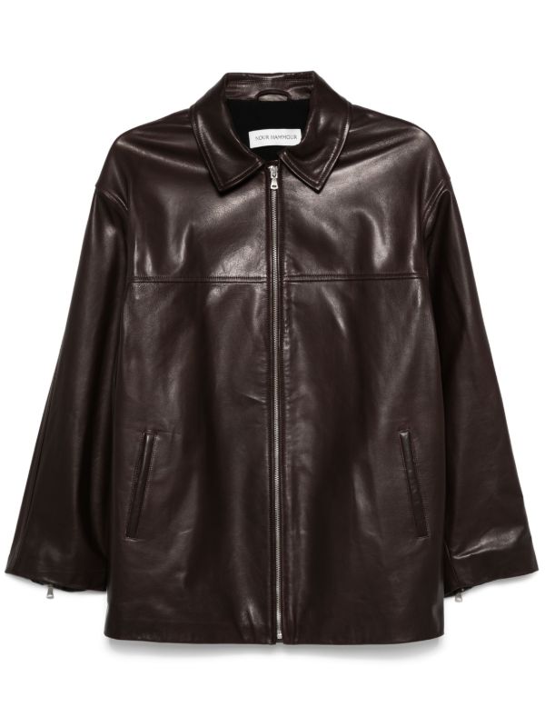 Nour Hammour Brown Layne Leather Jacket | Browns Leather Jackets