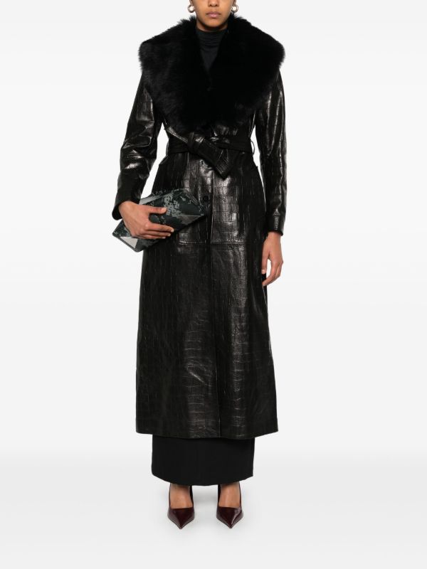 Nour Hammour Leather Trench Coat | Browns Trench Coats & Raincoats