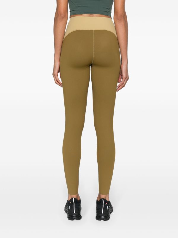 On Running Green Logo Print Panelled Performance Leggings | Browns Performance Leggings