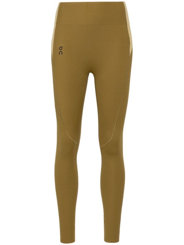 On Running Green Logo Print Panelled Performance Leggings | Browns Performance Leggings