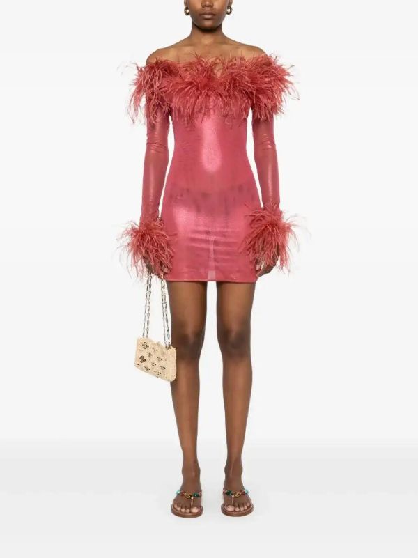 Oséree Feather-trim Mini Dress | Browns Cocktail & Party Dresses
