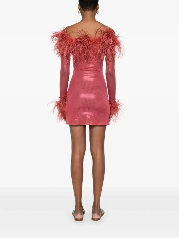 Oséree Feather-trim Mini Dress | Browns Cocktail & Party Dresses