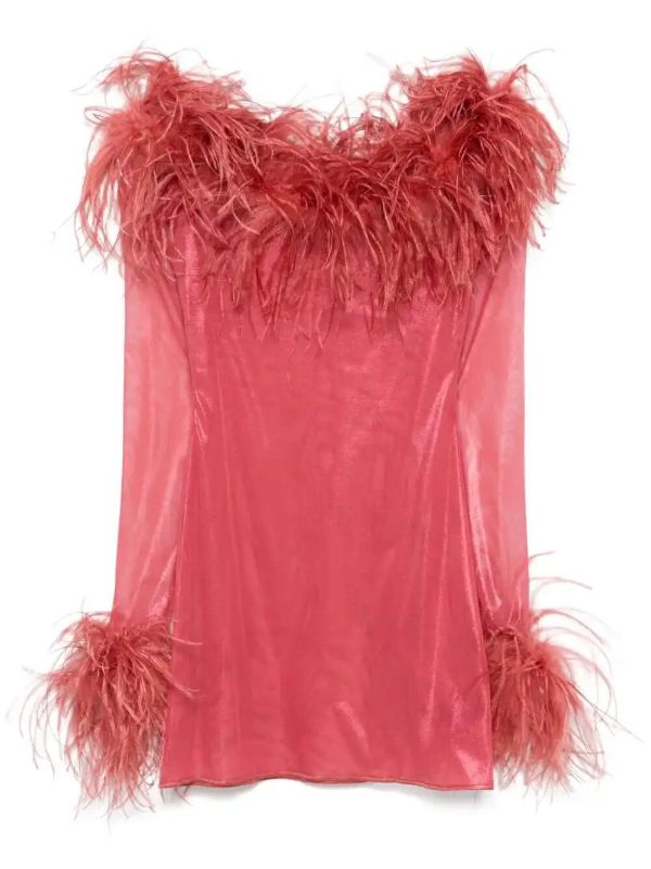 Oséree Feather-trim Mini Dress | Browns Cocktail & Party Dresses