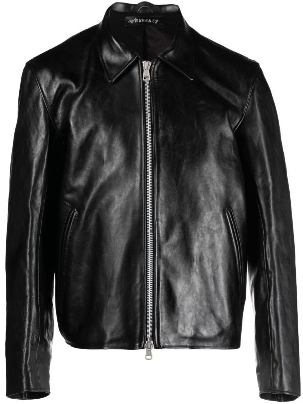 OUR LEGACY Black Mini Zip-Up Leather Jacket | Browns Leather Jackets