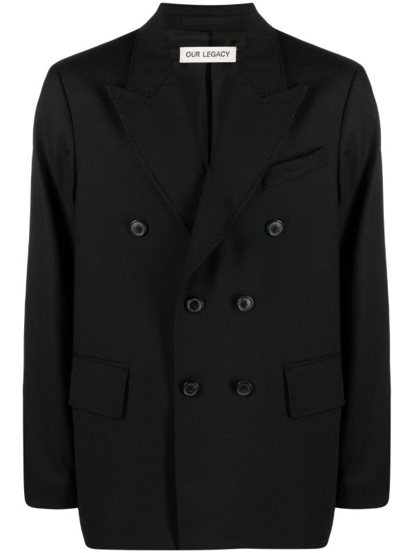 OUR LEGACY Black Unconstructed Double-Breasted Blazer | Browns Blazers