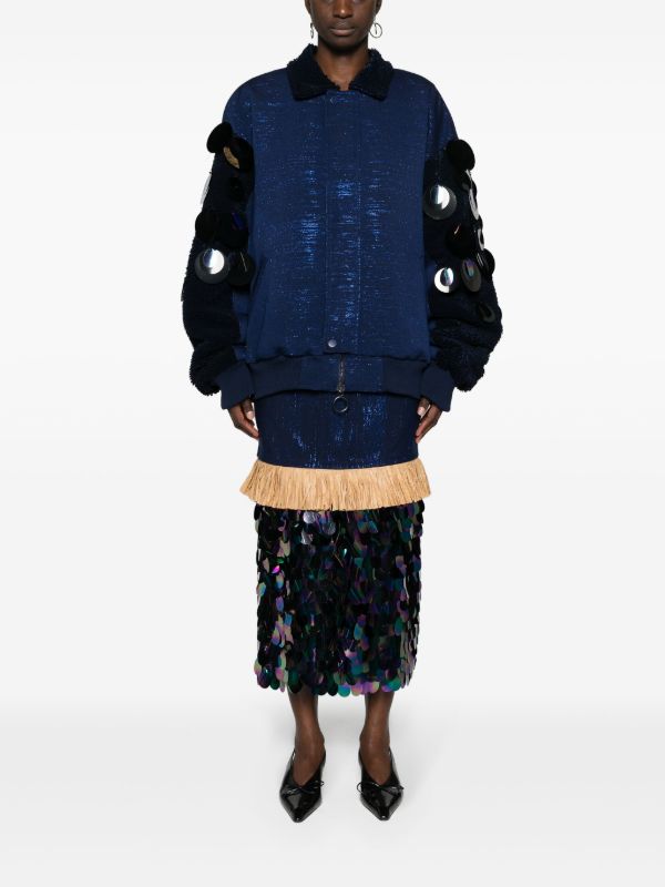 Papa Oppong Blue Stella Kente Bomber Jacket | Browns Varsity Jackets