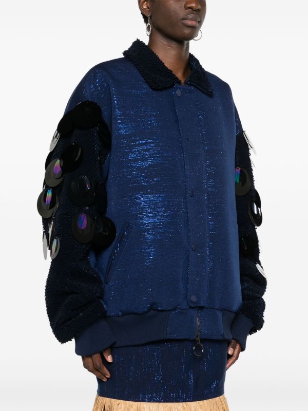 Papa Oppong Blue Stella Kente Bomber Jacket | Browns Varsity Jackets