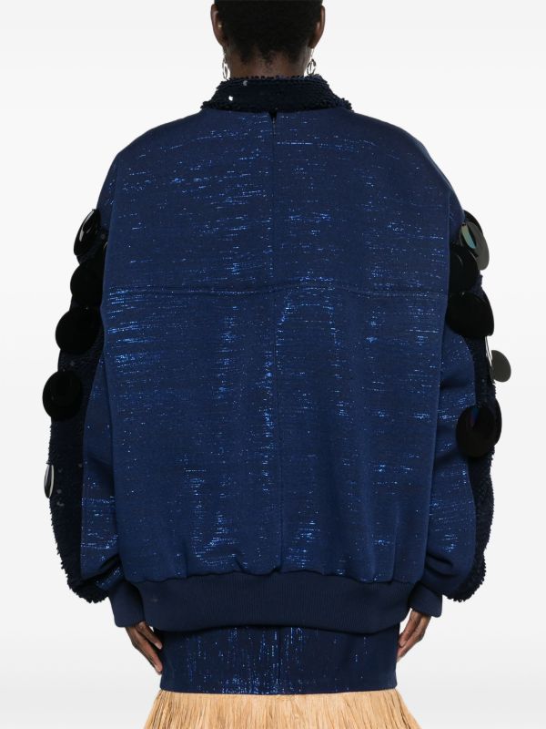 Papa Oppong Blue Stella Kente Bomber Jacket | Browns Varsity Jackets