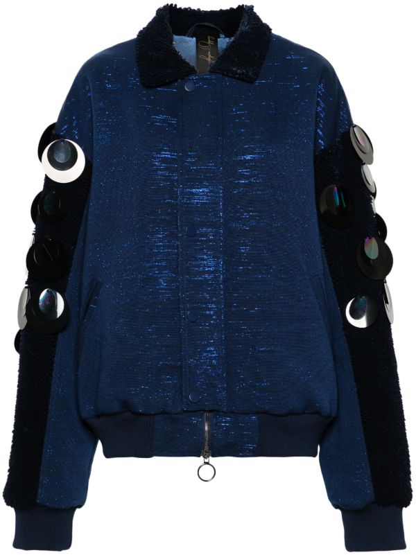 Papa Oppong blue Stella Kente bomber jacket | Browns Varsity Jackets