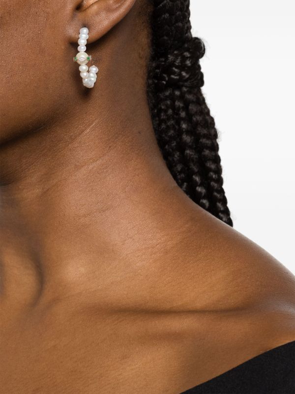 Pascale Monvoisin 9K Yellow Gold Chelsea N°1 Pearl And Diamond Hoop Earring | Browns Fine Earrings