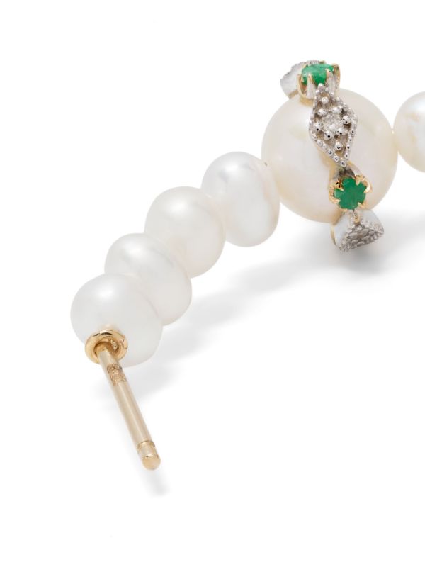 Pascale Monvoisin 9K Yellow Gold Chelsea N°1 Pearl And Diamond Hoop Earring | Browns Fine Earrings